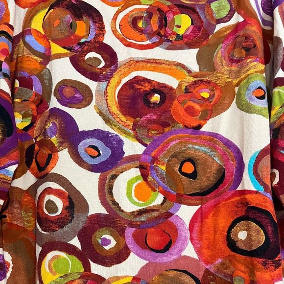 Peck&Peck Women’s Vibrant Multi Abstract Pattern Print 3/4 Sleeve Shirt Sz-PXL - Picture 2 of 5